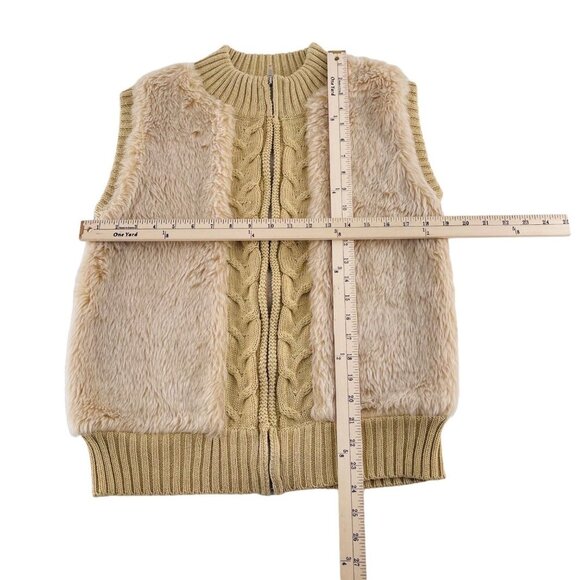 John Paul Richard Womens Faux Fur & Knit Vest size Large Beige Brown - Picture 4 of 5